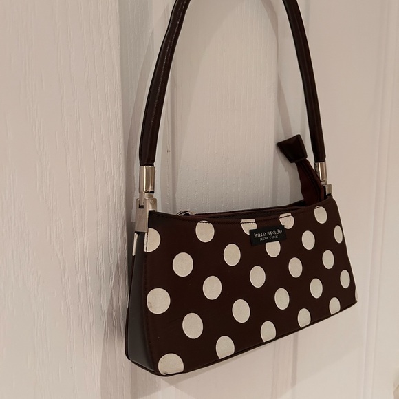 Rare KATE SPADE Brown with White Polka Dot Women Small Handbag - Picture 3 of 6